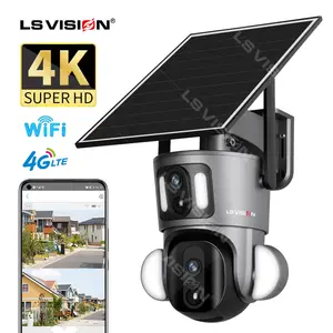 LS VISION 2023 New Arrival 4K Marvelous Series CCTV Outdoor Security 4G SIM Street Light PTZ Low Power Solar Camera
