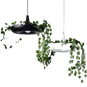 Candelabros de cocina decorativos de hojas artificiales, barras vintage, lámpara colgante de hierro negro, techos bajos, luz colgante de planta moderna