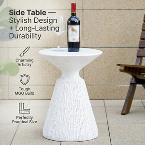 <b>White</b> Marble Retro Speckled Textured All Weather Mgo Side <b>Table</b> Indoor <b>End</b> <b>Table</b> For Home Office Living Room - Product Image 5