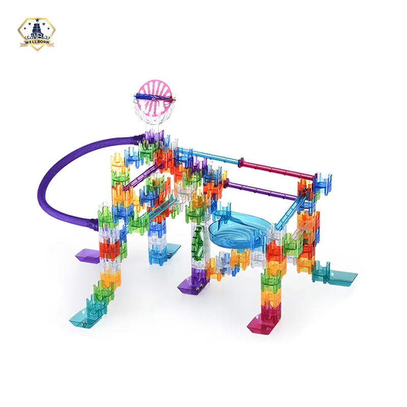 Petit roulement en plastique éducatif cristal labyrinthe jouet de construction brique avec bille roulante jeu
