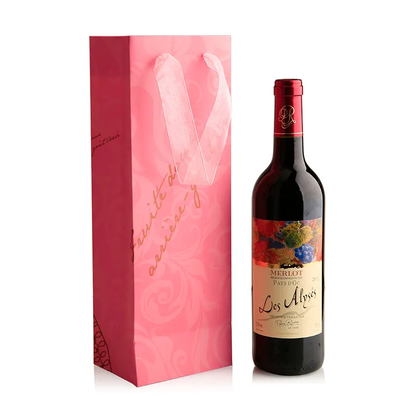 Sacchetto di carta per bottiglia di vino rosso regalo personalizzato per natale