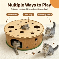 Tunnel labyrinthe semi-fermé pour chat, cachette interactive, jouet de jardin, lit en feutre en forme de donut, lavable en machine