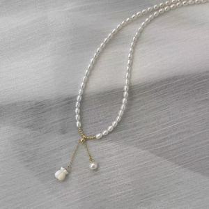 2025 Vintage Bell Orchid Freshwater Pearl Necklace 14K Gold <b>Bead</b> Carving Sea Mother <b>Shell</b> for Women - Product Image 2