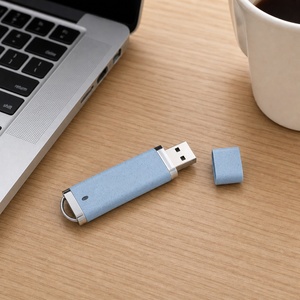 แฟลชไดรฟ์ USB ทำจากฟางข้าวสาลีรักษ์โลก พร้อมห่วงโลหะ USB 2.0 ความจุ 16GB 32GB 64GB รับสกรีนโลโก้ ของขวัญ - Product Image 4