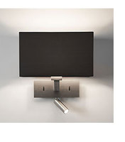 Applique murale moderne en aluminium avec abat-jour en tissu, LED à commande USB et interrupteurs marche/arrêt pour lecture au chevet d'hôtel