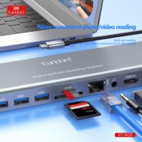 Hub USB C 14 en 1 Earldom, Estación de Acoplamiento USB C con Triple Pantalla, HDMI 4K, VGA, Gigabit Ethernet, Entrega de Energía, Puerto Tipo C