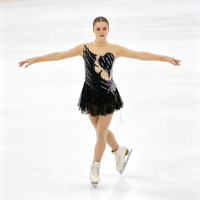 Robe de danse patinage noire à col montant, manches longues en maille nude, dos découpé ovale orné de strass pour enfants et adultes, compétition et performance