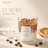 Lilin Aroma Kopi Latte Kustom Berbahan Lilin Kedelai Buatan Tangan Lilin Dessert dalam Stoples Kaca Dekorasi Rumah Hadiah Produsen Label Pribadi OEM