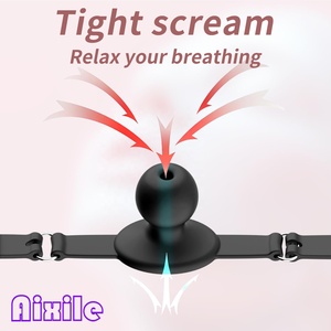 Arnés con mordaza de bola suave para juegos de garganta profunda, mordaza bucal BDSM para entrenamiento de juegos de rol en pareja, juguetes de restricción BDSM, mordazas <span class=keywords><strong>sexuales</strong></span> - Product Image 3