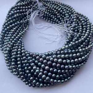 Venta al por mayor 4-8mm Natural negro Arco Iris perlas sueltas de agua dulce forma redonda hebra de cuentas para la fabricación de joyas - Product Image 2