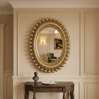 Miroir mural métallique doré brillant pour intérieur, décoration de luxe pour la maison, 33.66*2.54*43.82CM