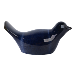 Statua di Uccello in Ceramica Smaltata Blu 5 Pollici Ornamento Decorativo per Casa e Giardino - Product Image 1