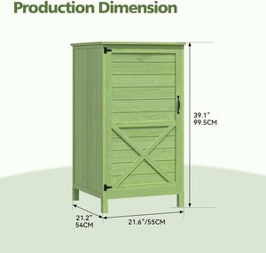 Abri de jardin en bois de sapin, armoire de rangement extérieure, 1 étagère réglable, petit modèle 55x54x100cm, vert - Product Image 2