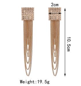 Nuevo estilo de diamantes de imitación Stud pendientes cadenas borla pendientes mujer joyería al por mayor LX6134 - Product Image 4