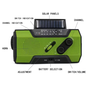 วิทยุพยากรณ์อากาศฉุกเฉินแบบมือหมุน พลังงานแสงอาทิตย์ ไฟฉายพกพา ดีไซน์ทันสมัยสำหรับกิจกรรมกลางแจ้ง รับประกัน 1 ปี สำหรับการตั้งแคมป์และการเดินป่า - Product Image 5