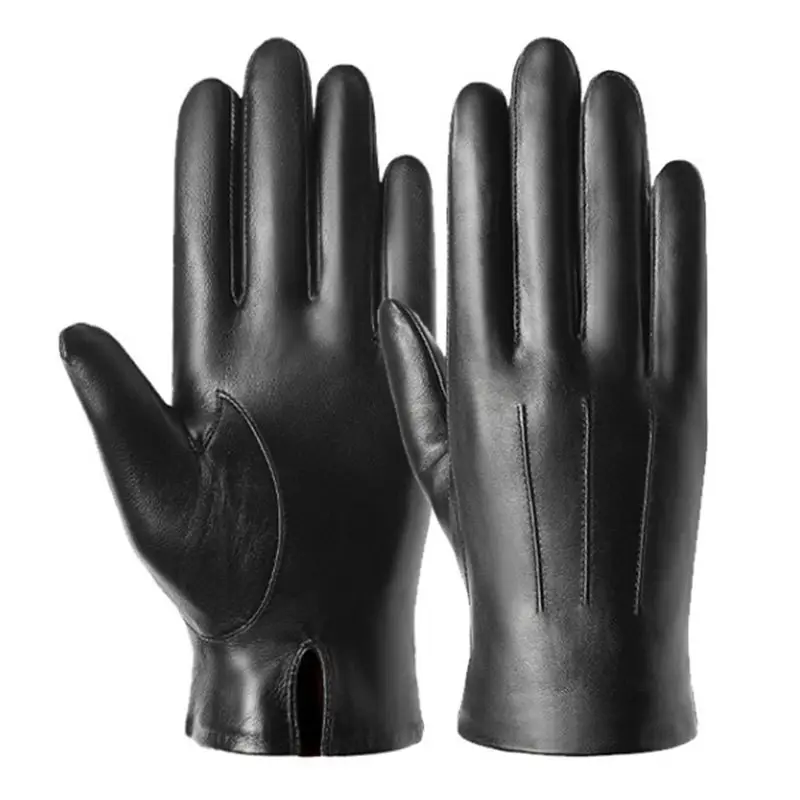 Winter Mittens Keep Warm Touch Screen Windproof Driving Female Male Autumn Black Women Men Leather Gloves