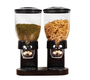 Dry food plastic dispenser cereal dispenser food storage double container food dispenser for cereal