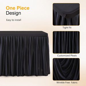 Bảng màu đen quần áo cho hình chữ nhật bảng 6ft, chống nhăn được trang bị bảng vải với xếp li Ruffle váy - Product Image 4