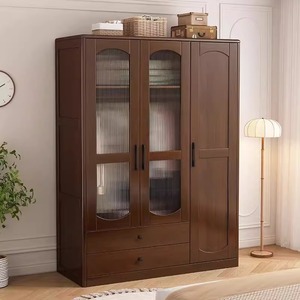 Muebles Shulin, Armario de Madera Maciza, Estilo Moderno Minimalista, Armario de Almacenamiento para Dormitorio de Doble Puerta, Color Madera Natural - Product Image 2
