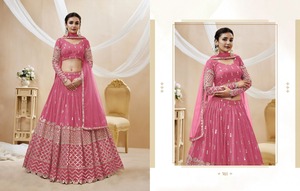 Nouvelle séquence de Georgette et travail de broderie Lehenga Choli avec travail de broderie en filet doux Dupatta - Product Image 4