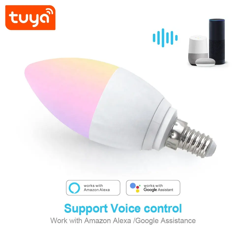 2023 नई आगमन Tuya स्मार्ट घर के लिए स्मार्ट वाईफ़ाई RGBCW मोमबत्ती प्रकाश बल्ब का नेतृत्व किया