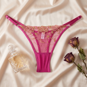 Braguitas de encaje bordado para mujer al por mayor, de talle bajo, transparentes, de malla, lencería sexy, cómodas y ultrafinas - Product Image 2