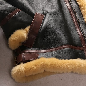 <span class=keywords><strong>Blouson</strong></span> d'hiver en cuir véritable pour homme, personnalisé, avec ailes de revers <span class=keywords><strong>B3</strong></span> en fourrure de mouton - Product Image 5