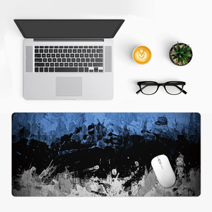 Tapis de jeu personnalisé bleu noir gris éclaboussures d'encre Image 90cm résistant à l'eau et aux rayures imprimé par sublimation avec logo personnalisé - Product Image 4
