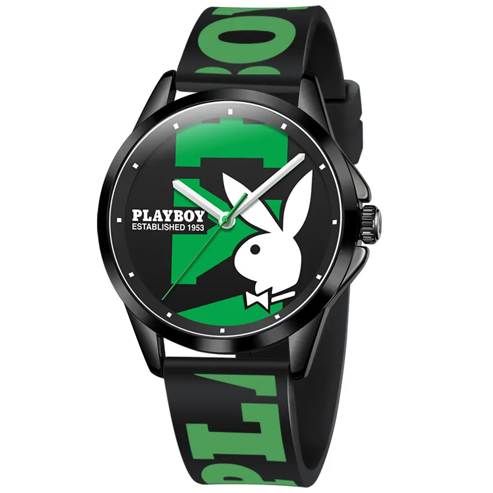 プレイボーイ3051oemodmカスタマイズ可能な時計ロゴラバーストラップスポーツマルチカラー防水スポーツファッションクォーツ時計男性用