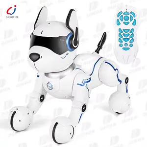 Chengji - Brinquedo robô com controle remoto para cachorro, cachorrinho de acrobacias RC, imitador de sons de animais, brinquedo robô para crianças, dança com música, brinquedo de controle remoto para crianças