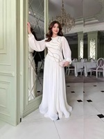 Nouvelle robe longue élégante à manches longues et volants roses, qui flattere la silhouette, pour femmes, commerce transfrontalier européen et américain