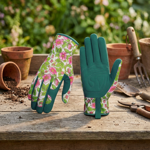 Guantes de Jardinería JNA GROUP con Diseño Floral, PU, Verde, Muñequera Elástica, Puntas de los Dedos Texturizadas Antideslizantes, Guantes de Seguridad de 4 Milésimas de Grosor - Product Image 2