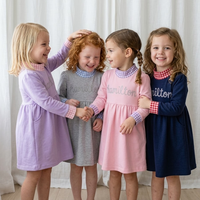 Robe Sweatshirt en Coton à Col Montant pour Bébé Fille, Motif Gingham Patchwork, Manches Longues, Vêtements Décontractés pour Enfants, Vente en Gros