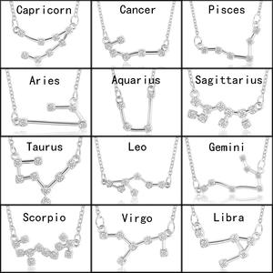 Bijoux fantaisie Shopee Cadeau de naissance <span class=keywords><strong>Horoscope</strong></span> céleste Signe du zodiaque Pendentif en cristal Plaqué or Signe étoile Colliers avec carte - Product Image 2