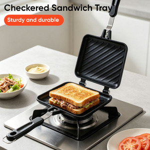 Plaque de cuisson carrée en métal antiadhésive, grill double face amovible pour petit-déjeuner, compatible gaz et induction - Product Image 1