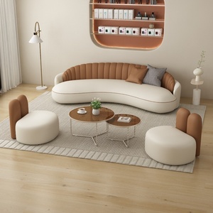 Divano Curvo Stile Crema per Reception di Saloni di Bellezza, Negozi di Abiti da Sposa, Piccoli Appartamenti, Forma Creativa Speciale per <span class=keywords><strong>Soggiorno</strong></span> - Product Image 4