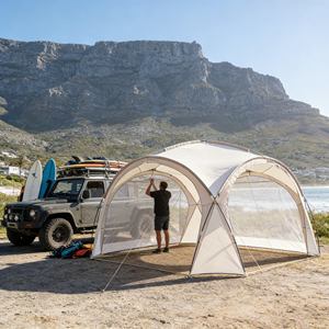 Tente de camping dôme grande taille en gros, auvent pare-soleil avec revêtement argenté, ventilation quatre côtés, imperméable pour extérieur et plage - Product Image 6