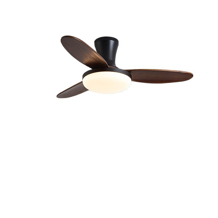 Retro Ceiling Fan Lamp with Frequency Conversion Mini Size 3 Leaf Acrylic Construction for Bedroom Restaurant Cafe & Porch Use
