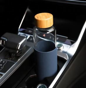 Leak Proof Glass Water Bottle Travel Water Bottle Custom Glass Aqua Water Bottle With Silicone Sleeve and <b>Bamboo</b> Lid - Product Image 6