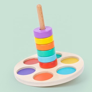 Juguetes de Madera de Anillos Apilables de Arcoíris a Juego para Niños Konig, Juguetes Educativos Tempranos Montessori, Bloques de Madera, Juguetes con Certificación CPC y CE - Product Image 3
