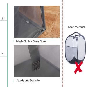 Portable <b>Foldable</b> Kids <b>Laundry</b> <b>Basket</b> with Handle Large Capacity Mesh Collapsible Dirty <b>Laundry</b> Storage Reusable for Baby's Room - Product Image 5