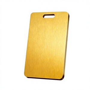 Planche à découper double face en acier inoxydable jaune doré, antibactérienne, résistante à la moisissure, portable, pour usage domestique et commercial - Product Image 1