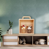 Wood Craft Shadow Boxes Geschenk boxen aus Holz mit Griff Holz Transparenter Acryl-Schiebe deckel