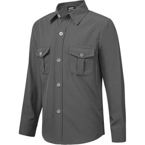 Chemise habillée à manches longues pour garçons, en tissu Oxford, avec poche poitrine, coupe classique, chemise uniforme pour tout-petits - Product Image 1