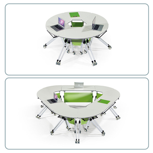 Nội Thất Văn Phòng <span class=keywords><strong>Mini</strong></span> Hình Bầu Dục Cuộc Họp Bảng Tùy Chỉnh Kết Hợp Đào Tạo Bàn Vòng Kim Loại Chân Có Thể Gập Lại Hội Nghị Bảng Trường - Product Image 3