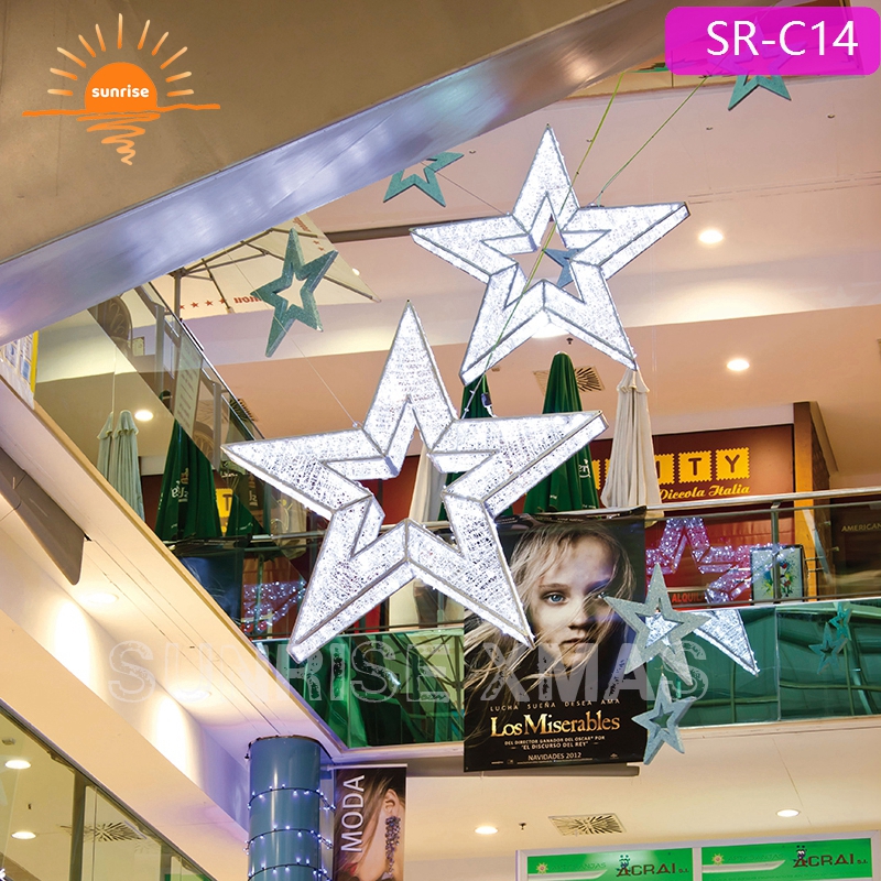 Large LED Lighted Christmas Hanging Star for Shopping Malls
