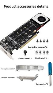 デスクトップPC PCIeX16から<span class=keywords><strong>M</strong></span>.2 <span class=keywords><strong>M</strong></span>キーNVMEx4SSD RAIDアレイ拡張アダプター分割カード、2Uサーバーをサポート - Product Image 6