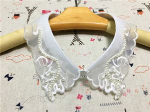 Delicado <span class=keywords><strong>collar</strong></span> de camisa desmontable de organza de doble capa con cuentas de diamantes de imitación de cristal - Product Image 6