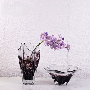 Jarrón de cristal irregular con diseño de ondas y flores, decoración artística para el hogar, con apertura gradual. - Product Image 6