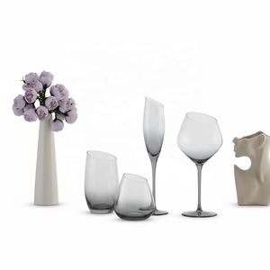 Copas <span class=keywords><strong>de</strong></span> Vino Modernas <span class=keywords><strong>de</strong></span> Lujo Estilo Bohemio, <span class=keywords><strong>de</strong></span> Vidrio Soda <span class=keywords><strong>de</strong></span> Color, con Boca Ancha y Diseño Transparente para Fiestas - Product Image 1